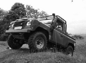 Land Rover Defender 90 trialling bw